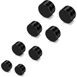 4-5 Pairs 6-12mm Black Stainless Steel Magnetic Fake Gauges Earring Men